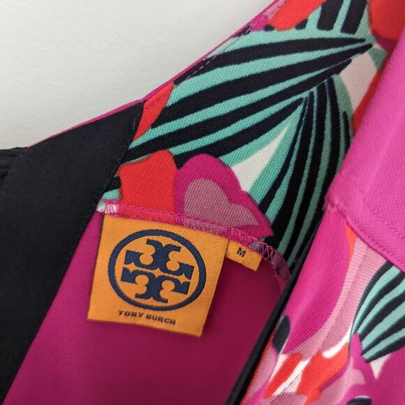 Tory Burch Augustina Printed Tulip Floral Logo Hidden Dress Aline Medium Vneck - Picture 11 of 16